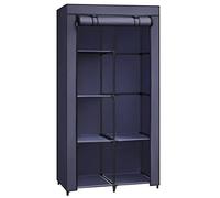 SONGMICS Armoire à Vêtements, Penderie, 1 Tringle à Vêtements, 6 Niveaux, Tissu Non-tissé, Cadre Métallique, 45 x 88 x 168 cm, pour Chambre, Couloir, Dressing, Bleu Foncé RYG084I02