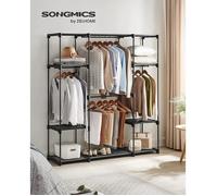 Armoire Chambre, Porte-vêtements, Penderie, 43 x 151 x 166 cm, 4 compartiments de suspension, avec Étagères, Grande Capacité, Noir Noir