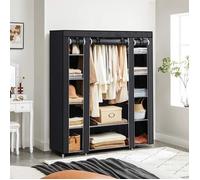 SONGMICS Armoire de Chambre en Tissu avec Housse, Garde-robe, 45 x 150 x 175 cm, 12 Compartiments, Cadre en Métal, Chambre, Noir