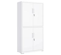 Songmics Armoire De Garage À 5 Étagères Avec 4 Portes, Armoire De Bureau, 40 X 80 X 180 Cm, 2 Serrures, Étagères Réglables, En Métal, Blanc Mat