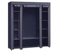 SONGMICS Armoire de Rangement en Tissu, Penderie avec Housse, Placard, Garde-Robe, 45 x 150 x 175 cm, 12 Compartiments, Cadre en Métal, pour Chambre, Vestiaire, Bleu Foncé LSF003I02