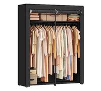 SONGMICS Armoire de Rangement, Penderie Portable avec Barre de Suspension, Porte-vêtements Pliable, Vestiaire, Chambre, Salle d’étude, 140 x 43 x 174 cm, Noir RYG02BK