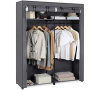 SONGMICS Armoire de Rangement Vestiaire Penderie Portable avec Barre de Suspension Porte-vêtements Pliable 140x43x174cm Gris RYG02GY