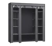 SONGMICS Armoire de rangement XXL, Penderie dressing en Tissu non-tissé, 150 x 45 x 175 cm, Gris LSF03G