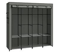 SONGMICS Armoire, Penderie avec 4 Tringles à Vêtements, Étagères, 4 Pochettes Latérales, en Tissu, Portant à Vêtements, 45 x 170 x 167 cm, Vert Laurier RYG094C02