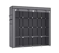 SONGMICS Armoire, Penderie avec 4 Tringles à Vêtements, Étagères, 4 Pochettes Latérales, en Tissu, Portant à Vêtements, 45 x 170 x 167 cm, Gris RYG094G02