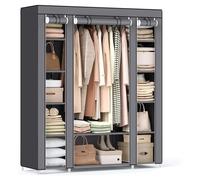 SONGMICS Armoire portable avec 12 compartiments en tissu gris - 45 x 150 x 175 cm
