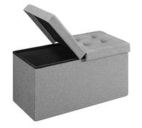 SONGMICS Banc avec Espace de Rangement, Pliable, 80L, 38 x 76 x 38 cm
