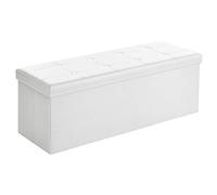 SONGMICS Banc Coffre de Rangement, avec Couvercle, Tabouret Pouf, Siège Pliable, pour Chambre, Entrée, Salon, Capacité 120L, Charge jusqu’à 300 kg, Blanc LSF702
