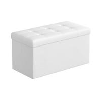 SONGMICS Banc de Rangement, Bout de Lit, Siège, Coffre, Volume 80L, Capacité de Charge 300 kg, Surface en PVC, Pembourré, pour Salon, Chambre, Entrée, Blanc LSF106