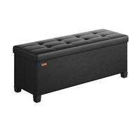 SONGMICS Banc de Rangement, Coffre avec Pieds, 38 x 110 x 40 cm, Pouf, Repose-Pieds, 112 L, PVC, pour Salon, Entrée, Noir d'encre LSF0514B02