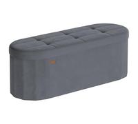 SONGMICS Banc de Rangement, Coffre, Repose-Pieds Pliable, Montage Facile, pour Salon, Entrée, Chambre, Tissu Velours, Capacité 110 L, 38 x 110 x 38 cm, Gris Ardoise LSF297GN01