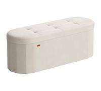 SONGMICS Banc de Rangement, Coffre, Repose-Pieds Pliable, Montage Facile, pour Salon, Entrée, Chambre, Tissu Velours, Capacité 110 L, 38 x 110 x 38 cm, Blanc Crème LSF297LH01