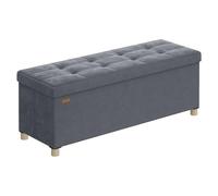 SONGMICS Banc de Rangement, Cube Pliable, 112 L, Surface en Velours | Repose-pieds, 38 x 110 x 40 cm, pour Chambre, Salon, Dortoir, Gris Ardoise, Collection MELISA LSF0518G02