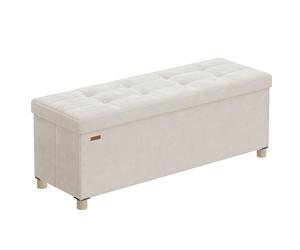 SONGMICS Banc de Rangement, Cube Pliable, 112 L, Surface en Velours | Repose-pieds, 38 x 110 x 40 cm, pour Chambre, Salon, Dortoir, Gris Ardoise, Collection MELISA LSF0518G02