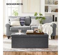 SONGMICS Banc de rangement - Gris foncé - Capacité 120 L - Charge 300 kg