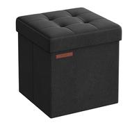 SONGMICS Banc de Rangement Pliable de 38 cm, Coffre de Rangement, Tabouret Repose-Pieds, Pouf de Chambre, Noir d'encre LSF027B01
