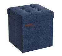 SONGMICS Banc de Rangement Pliable de 38 cm, Coffre de Rangement, Tabouret Repose-Pieds, Pouf de Chambre, Bleu Minuit LSF027Q02
