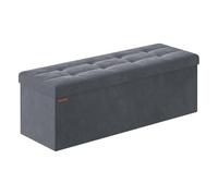 SONGMICS Banc de Rangement, Pouf Pliable, 110 x 38 x 38 cm, Jusqu'à 300 kg | Bout de Lit, Repose-Pieds, Coffre de Rangement, pour Salon, Chambre, Entrée, Noir d'encre, Collection MINOTA LSF277B01