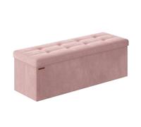 SONGMICS Banc de Rangement, Pouf Pliable, 110 x 38 x 38 cm, Jusqu'à 300 kg | Bout de Lit, Repose-Pieds, Coffre de Rangement, pour Salon, Chambre, Entrée, Rose bonbon, Collection MINOTA LSF277R01