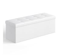 SONGMICS Banc de Rangement, Pouf Pliable, 110 x 38 x 38 cm, Repose-Pieds | Coffre de Rangement, Bout de Lit, Charge jusqu'à 300 kg, Blanc Crème et Noir D'Encre, Collection MINOTA LSF702