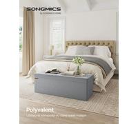 SONGMICS Banc de Rangement, Pouf Pliable, 38 x 110 x 38 cm, Bout de Lit, Repose-Pieds, Coffre de Rangement, Charge jusqu'à 300 kg, pour Salon, Chambre, Entrée Rose