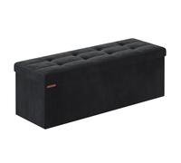 SONGMICS Banc de Rangement, Pouf Pliable, 38 x 110 x 38 cm, Bout de Lit, Repose-Pieds, Coffre de Rangement, Charge jusqu'à 300 kg, pour Salon, Chambre, Entrée, Noir d'encre LSF277B01