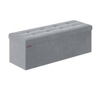 SONGMICS Banc de Rangement, Pouf Pliable, 38 x 110 x 38 cm, Bout de Lit, Repose-Pieds, Coffre de Rangement, Charge jusqu'à 300 kg, pour Salon, Chambre, Entrée, Gris Tourterelle LSF277G02