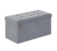SONGMICS Banc de Rangement, Pouf Pliable, 38 x 76 x 38 cm, Bout de Lit, Repose-Pieds, Coffre de Rangement, Charge jusqu'à 300 kg, pour Salon, Chambre, Entrée, Gris Tourterelle LSF247G02