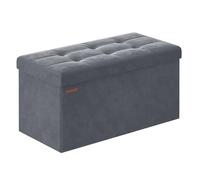 SONGMICS Banc de Rangement, Pouf Pliable, 38 x 76 x 38 cm, Bout de Lit, Repose-Pieds, Coffre de Rangement, Charge jusqu'à 300 kg, pour Salon, Chambre, Entrée, Gris Ardoise LSF247G01