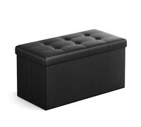 SONGMICS Banc de Rangement, Pouf Pliable, 76 x 38 x 38 cm, Repose-Pieds | Coffre de Rangement, Bout de Lit, Charge jusqu'à 300 kg, Noir D'Encre, Collection MINOTA LSF105