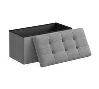 SONGMICS Banc de Rangement, Pouf Pliable, Bout de Lit, 76 x 38 x 38 cm | Repose-Pieds, Charge jusqu'à 300 kg, pour Salon, Chambre, Entrée, Gris Tourterelle et Noir D'Encre, Collection MINOTA LSF47G