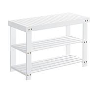SONGMICS Banc d'Étagère à Chaussures, Rangement de Chaussures en Bambou à Trois Niveaux, Banc d'Entrée, Capacité 286 LBS, 11,3 x 27,6 x 17,8 Pouces, pour Chambre à Coucher avec Salle de Bain d'Entrée