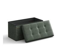 SONGMICS Banc, Pouf Pliable, 38 x 76 x 38 cm, Bout de Lit, Repose-Pieds, Coffre de Rangement, Charge jusqu'à 300 kg, pour Salon, Chambre, Entrée, Vert Forêt LSF40C01, 76x38x38cm