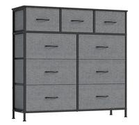 SONGMICS BELLAH Collection - Commode, Meuble de Rangement pour Chambre, Couloir, Entrée, Salon, Cadre en Acier, 9 Tiroirs, Style Moderne, Gris Ardoise LGS324G101