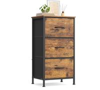 SONGMICS BELLAH Collection - Commode, Meuble de Rangement pour Chambre, Couloir, Entrée, Salon, Cadre en Acier, 3 Tiroirs, Style Industriel, Marron Rustique et Noir d'encre LGS313BH03