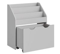 SONGMICS Bibliothèque Enfant, Etagère à Jouets, avec 3 Etagères | Boîte de Rangement sur Roulettes, Multifonctionnelle, pour Chambre d'Enfant, Gris Tourterelle, Collection TEZA GKR041G10