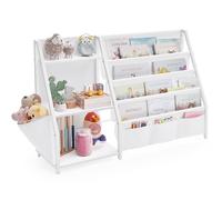 SONGMICS Bibliothèque pour Enfants, Meuble de Rangement pour Jouets, Organiseur de Livres, avec Pochette Latérale, Hauteur 75 cm, pour Chambre d’Enfant, Salle de Jeux, Blanc GKR024W01