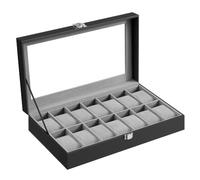 SONGMICS Boîte à Montres à 14 Emplacements, Couvercle en Verre | Coffret à Montres, Écrin, Coussinets Amovibles, Serrure en Métal, Collection BRIDIE JWB040B201