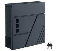 SONGMICS Boîte aux Lettres Murale, avec Fenêtres de Visualisation, pour Portail, Porte d'Entrée, avec Serrure et Clés, Gris Anthracite GMB053G02