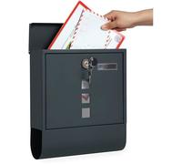 SONGMICS Boîte aux Lettres Murale avec Serrure - avec Cache Fenêtres de Visualisation - Gris Anthracite GMB20AG