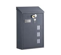 SONGMICS Boîte aux lettres murale - Cylindre de serrure en cuivre avec couvercle pivotant - Fenêtres de visualisation - Plaque nominative - Facile à installer - 11,5 x 25,5 x 39,5 cm - Gris anthracite