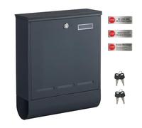 SONGMICS Boîte aux Lettres Murale pour Extérieur, avec 4 Clés, Autocollants Stop Pub, Porte-journaux, Fenêtres de visualisation, Étiquettes, Facile à Installer, Gris Anthracite GMB060G01V1