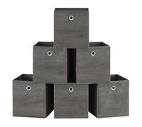 SONGMICS Boîte de Rangement, Lot de 6, Bac avec Poignée, Cube Tissu Non-tissé et Oxford, Panier, 26 x 26 x 28 cm, Adaptés aux Meubles Cubiques, Pliables, Vêtements, Gris Brumeux RFB126G01