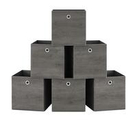 SONGMICS Boîte de Rangement, Lot de 6, Bac avec Poignée, Cube Tissu Non-tissé et Oxford, Panier, 30 x 30 x 30 cm, Adaptés aux Meubles Cubiques, Pliables, Vêtements, Gris Brumeux RFB102G01