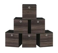 SONGMICS Boîte de Rangement, Lot de 6, Bac avec Poignée, Cube Tissu Non-tissé et Oxford, Panier, 30 x 30 x 30 cm, Adaptés aux Meubles Cubiques, Pliables, Vêtements, Marron Châtaigne RFB102K01