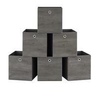 SONGMICS Boîte de Rangement, Lot de 6, Bac avec Poignée, Cube Tissu Non-tissé et Oxford, Panier, 33 x 33 x 33 cm, Adaptés aux Meubles Cubiques, Pliables, Vêtements, Gris Brumeux RFB133G01