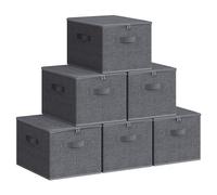 SONGMICS Boîte de Rangement, Lot de 6, Pliable, avec Couvercle | Boîte de Rangement, avec Poignées, pour Jouets, Vêtements, Gris Ardoise, Collection TINA RZB003G02