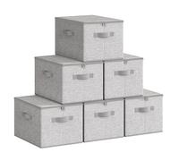 SONGMICS Boîte de Rangement, Lot de 6, Pliable, avec Couvercle | Boîte de Rangement, avec Poignées, pour Jouets, Vêtements, Gris Tourterelle, Collection TINA RZB003W02
