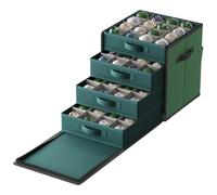 SONGMICS Boîte de rangement pour décoration de Noël, avec ouverture latérale, boîte de rangement de Noël empilable avec couvercle, 4 plateaux à tiroirs, Oxford 600D, 7,6 cm, 64 emplacements, vert